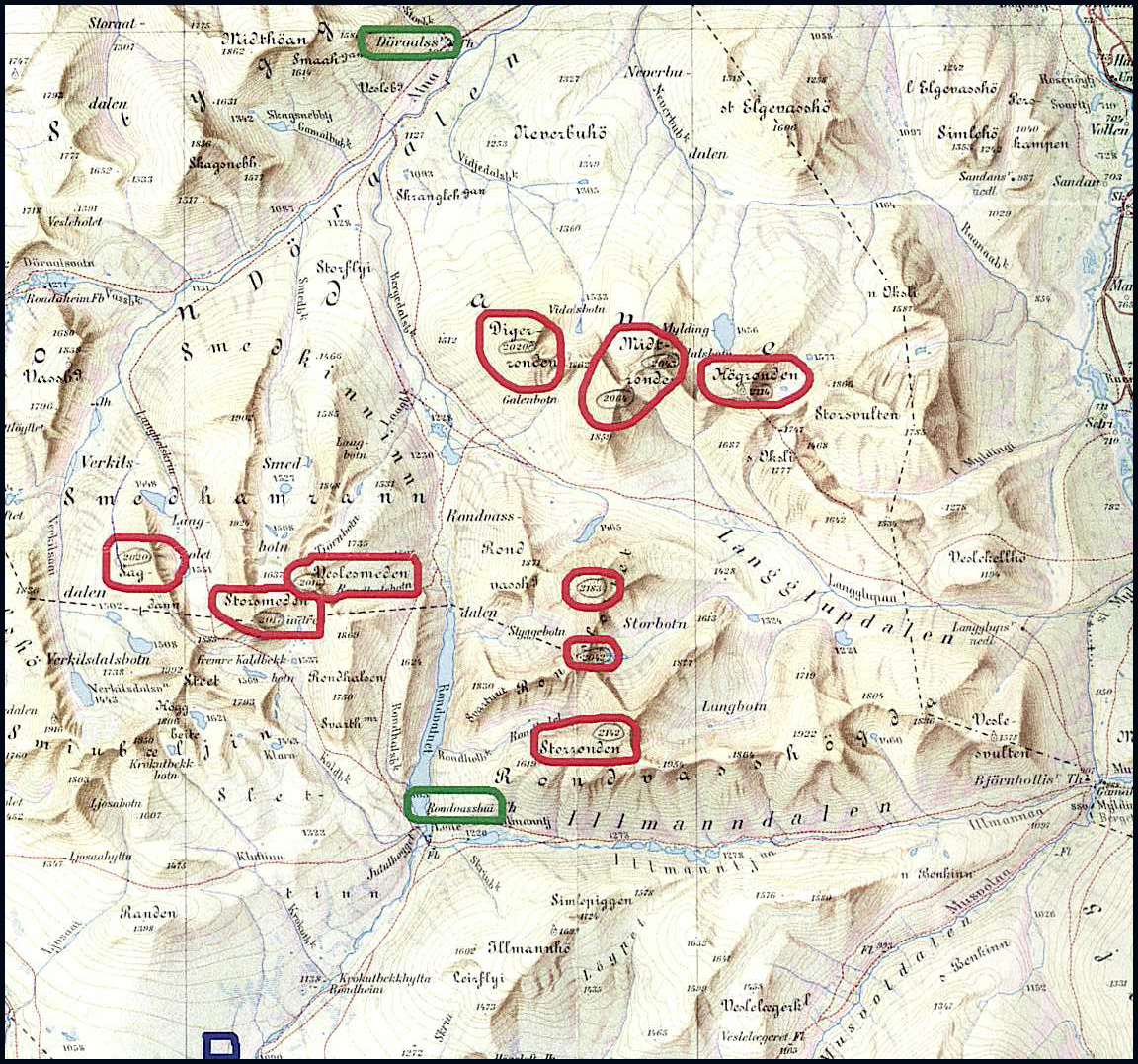 Map of Rondane National Park